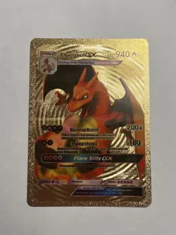 Charizard Gx Gold Foil Fan Art Display Card 940 HP NM/M - Image 1