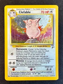 Clefable SWIRL!! 5/130 2000 Base Set 2 Pokemon Card WOTC Vintage Holo Rare - Mp - Image 1