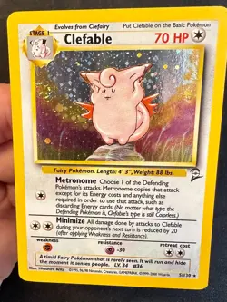 Clefable SWIRL!! 5/130 2000 Base Set 2 Pokemon Card WOTC Vintage Holo Rare - Mp - Image 2