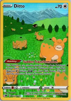 Pokemon TCG Ditto GG22/GG70 Full Art Ultra Rare Crown Zenith - Image 1