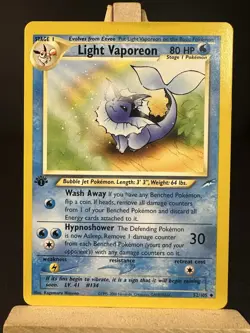 Pokemon Light Vaporeon 52/105 1st Edition Neo Destiny LP - Image 1