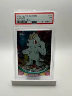 2000 Topps Chrome Pokemon HOLO #66 MACHOP PSA 7 - Image 1
