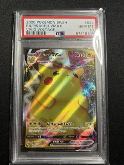 2020 Pokemon Pikachu VMAX 044/185 Vivid Voltage PSA GEM 10 - Image 1