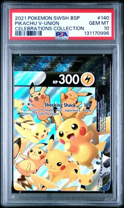 2021 Pokemon SWSH Black Star Promo Pikachu V-Union Celebrations PSA 10 #140 - Image 1