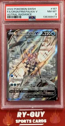 2022 POKEMON ASTRAL RADIANCE FULL ART ORIGIN FORME PALKIA V #167 PSA 8 - Image 1