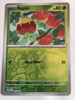 Pokemon TCG Stellar Crown Applin Reverse Holofoil 012/142 NM - Image 1