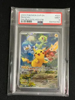 2023 POKEMON SVP EN-SV PALDEA EVOLVED ETB PROMO #027 PIKACHU PSA 9 - Image 1