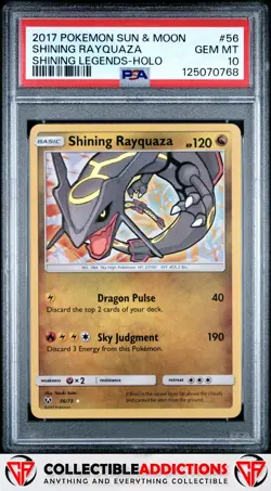 2017 Pokemon Sun & Moon Shining Legends #56 Shining Rayquaza PSA 10 - Image 1