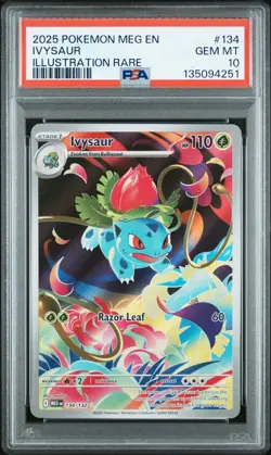 2025 Pokemon Mega Evolutions Ivysaur 134/132 Illustration Rare PSA 10 - Image 1