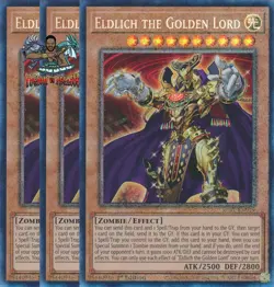 Yugioh! 3x Eldlich the Golden Lord RA01-EN019 Collector's Rare 1st Ed NM - Image 1