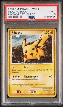 PSA 9 Pikachu Holo 2010 World Collection Portuguese Pokemon Card - Image 1