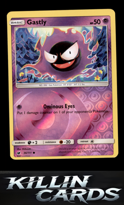 Reverse Holofoil Gastly 36/111 Pokemon Common SM - Crimson Invasion Card NM - Image 1