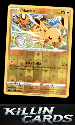 Reverse Holofoil Pikachu 049/195 Pokemon Common SWSH12: Silver Tempest Card NM - Image 1