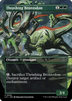 NM Borderless Foil Thrashing Brontodon, MTG, Lost Caverns of Ixalan, 329 - Image 1