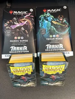 Tarkir Dragonstorm Commander Deck Set Plus 2 Black Matte Dragonshield Sleeves - Image 1