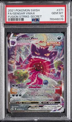 2021 POKEMON SWORD & SHIELD FUSION STRIKE SECRET FULL ART/GENGAR VMAX PSA 10 - Image 1
