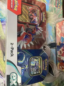 Pokemon Paldea Legends Tin 2-Pack Miraidon Koraidon EX Foil TCG BR New Sealed - Image 2