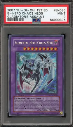 Yu-Gi-Oh! Elemental Hero Chaos Neos Gladiator's Assault 1st Ed EOJ-EN036 PSA 9 - Image 1