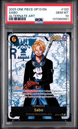 2025 ONE PIECE OP13 120 CARRYING ON HIS WILL SABO SEC ALT ART PARALLEL PSA 10 - Image 1