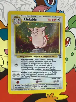 Clefable 5/130 Base Set 2 Holo Rare Pokemon Card With SWIRL NM - Image 1