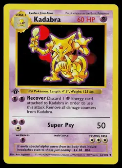 Pokemon Card - Kadabra Base Set (Shadowless) 32/102 Uncommon 1st Edition - Image 1