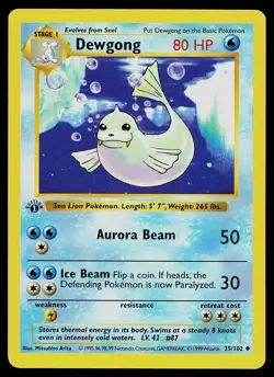 Pokemon Card - Dewgong Base Set (Shadowless) 25/102 Uncommon 1st Edition - Image 1