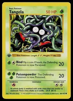 Pokemon Card - Tangela Base Set (Shadowless) 66/102 Common 1st Edition - Image 1