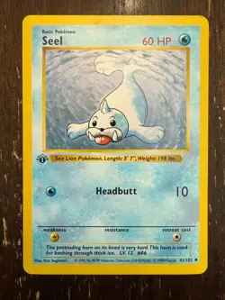 Pokemon Seel 41/102 1st Edition Shadowless Base Set Card LP - Image 1