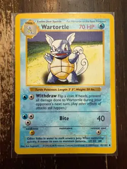 Pokemon TCG Wartortle Base Set Shadowless Unlimited Card 42/102 MP Matt - Image 1