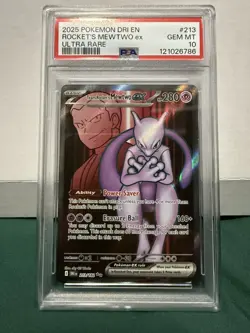 PSA 10 TEAM ROCKET'S MEWTWO EX 213/182 ULTRA RARE DESTINED RIVALS POKEMON - Image 1