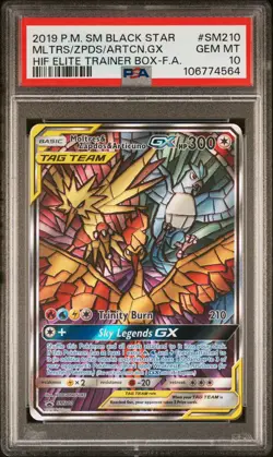 2019 POKEMON SM BLACK STAR PROMO FULL ART/MOLTRES & ZAPDOS & ARTICUNO GX PSA 10 - Image 1