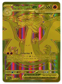 Pokemon TCG Mega Charizard X Ex Gold Full Art Phantasmal Flames 130/094 NM - Image 1