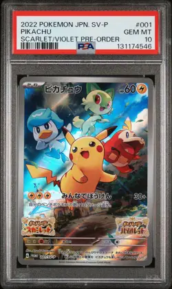 2022 POKEMON JPN SV PROMO SCARLET & VIOLET PRE-ORDER #001 PIKACHU PSA 10 - Image 1
