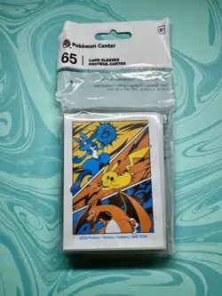 Pokemon Center Official Sleeves (x65) Battle Start Pikachu Charizard Comic - New - Image 1
