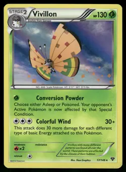 Vivillon (High Plains [Orange]) #17/146 Pokemon XY Base Set Holo LP - Image 1