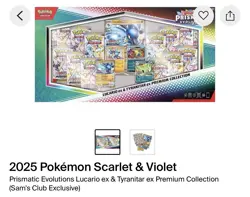 2025 Pokemon Scarlet & Violet Prismatic Evolutions Lucario & Tyranitar Sams Club - Image 1