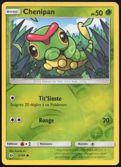 Carte Pokemon Chenipan 1/149 Soleil et Lune REVERSE Francais - Image 1