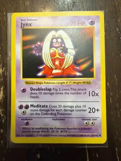 Jynx 031/102 Base Set (Shadowless) Regular Unlimited Pokemon WOTC LP - Image 1