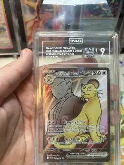 Pokemon Team Rocket’s Persian ex 219/182 Destined Rivals Full Art TAG 9 Mint - Image 2