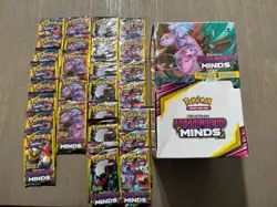 28 Pokemon Sun And Moon Unified Minds 3 Card Booster Pack W Display Box - Image 1