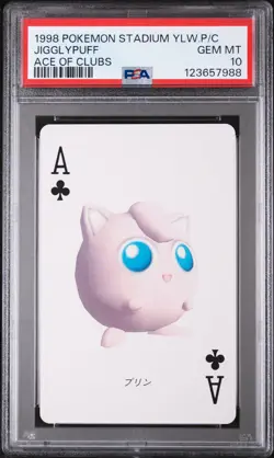 1998 POKEMON STADIUM YELLOW VERSION PLAYING CARDS ACE OF CLUBS JIGGLYPUFF PSA 10 - Image 1