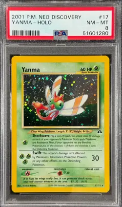 Pokemon Card Yanma 17/75 Holo Neo Discovery WOTC PSA 8 - Image 1