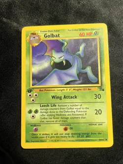 1st Edition Golbat 34/62 Fossil Set Rare Vintage 1999 Pokemon Card - LP - Image 1