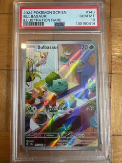 2024 POKEMON SCR EN-STELLAR CROWN ILLUSTRATION RARE #143 BULBASAUR PSA 10 - Image 1
