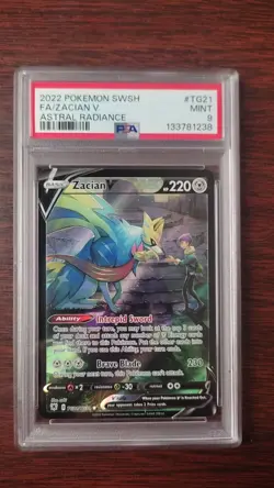 2022 POKEMON SWORD & SHIELD ASTRAL RADIANCE #TG21 FULL ART/ZACIAN V PSA 9 - Image 1