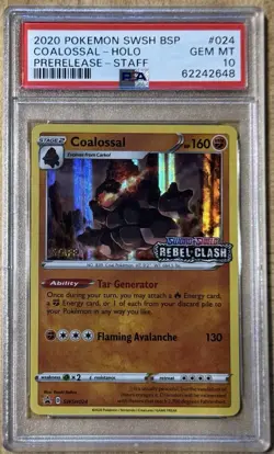 Coalossal Holo PSA 10 Pokemon 2020 SWSH Black Star Promo #024 Prerelease Staff - Image 1
