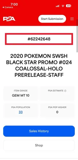 Coalossal Holo PSA 10 Pokemon 2020 SWSH Black Star Promo #024 Prerelease Staff - Image 4