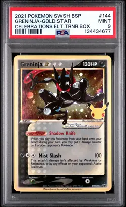 2021 POKEMON SWSH BLACK STAR PROMO #144 GRENINJA-GOLD STAR PSA 9 - Image 1