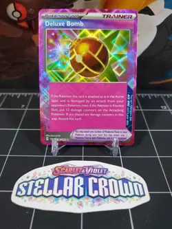 Deluxe Bomb 134/142 ACE SPEC Pokemon TCG S&V Stellar Crown w/ Set Sticker - Image 1