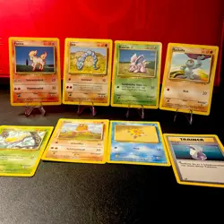 Pokemon 1. Editon Base Set 8 Karten Vintage Sammlung 56/102 55/102 - Image 1